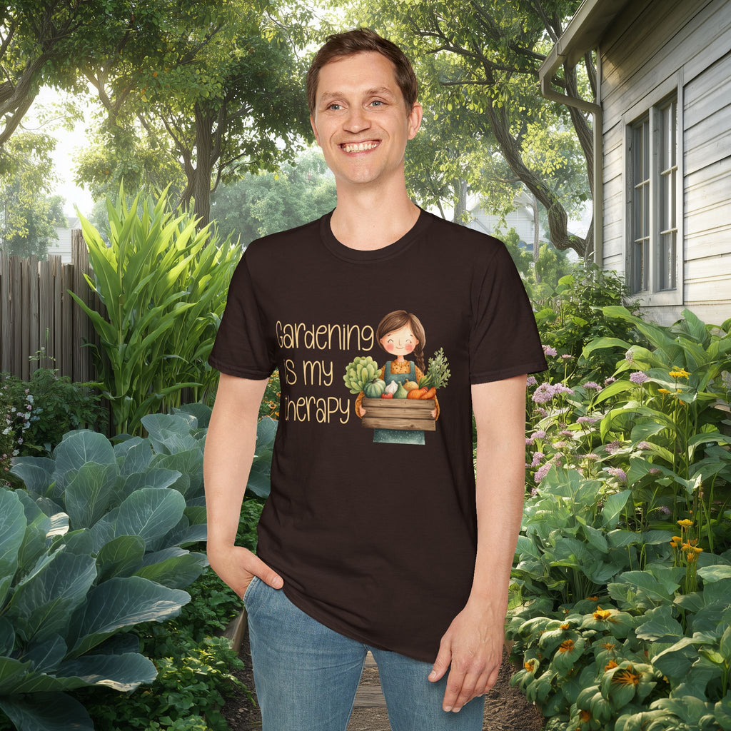 Gardening is My Therapy, Cartoon Gardener T-Shirt