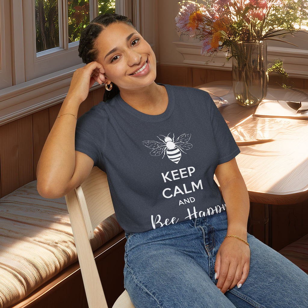Keep Calm and Bee Happy Motivational T-Shirt