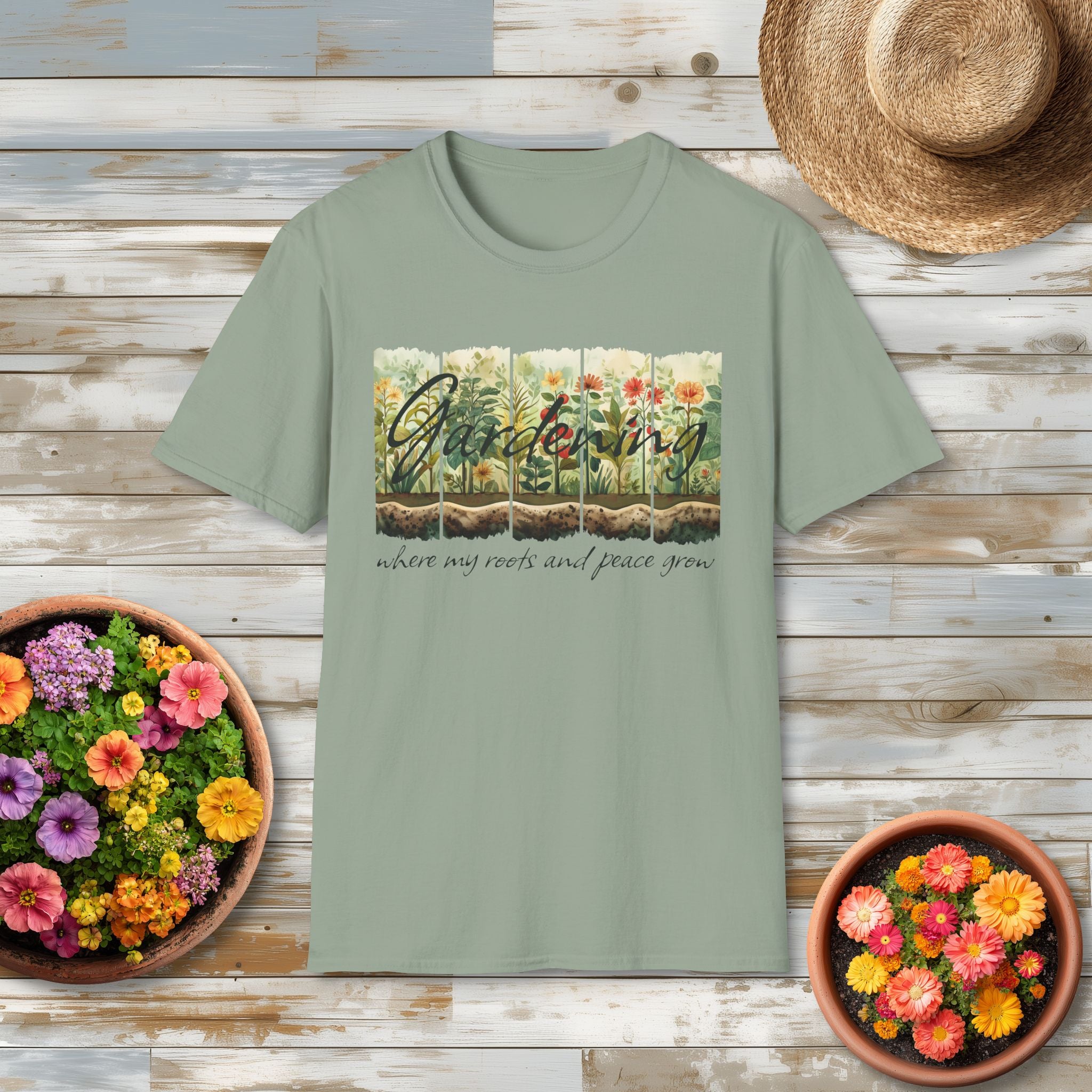 Where My Roots and Peace Grow T-Shirt for Gardeners