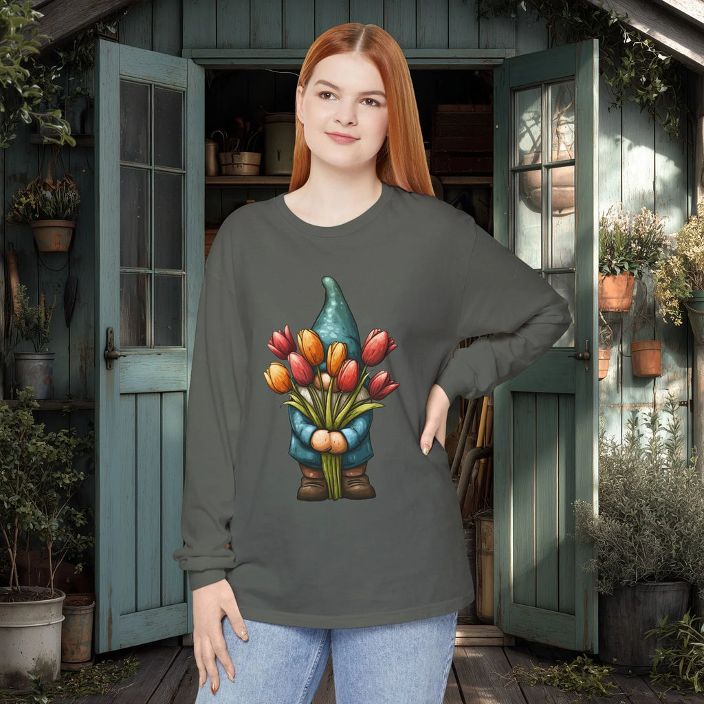 Bashful Gnome Shirt – Tulip Garden Long Sleeve Tee