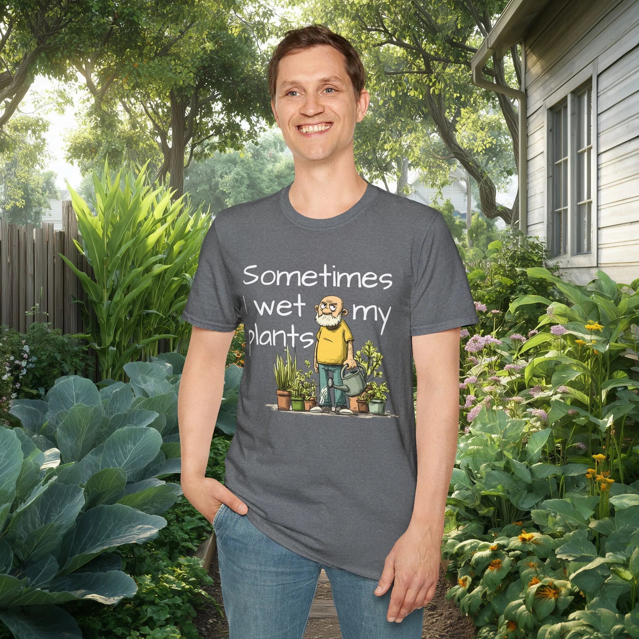 Sometimes I Wet My Plants Funny Gardening T-Shirt – Grumpy Old Man