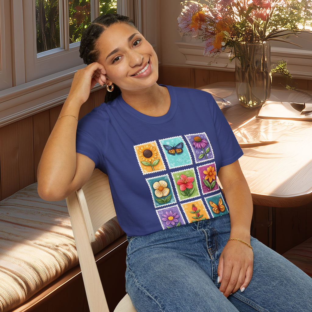 Whimsical 3x3 Floral & Butterfly Stamp Collection T-Shirt
