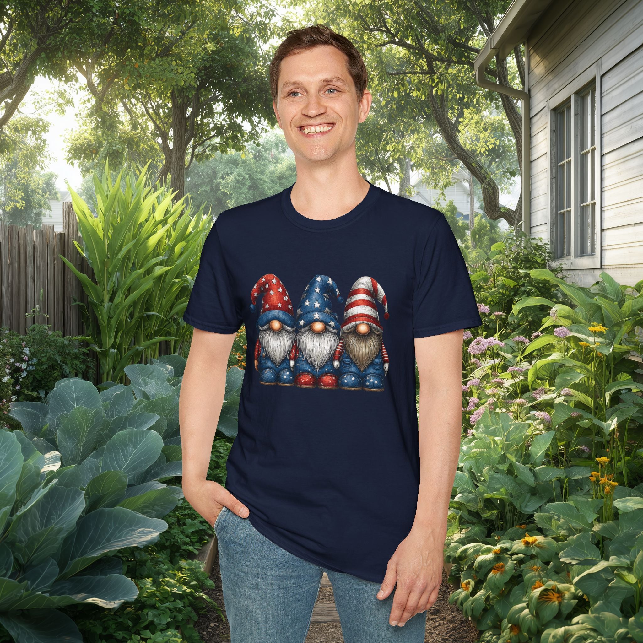 Patriotic Garden Gnomes Fourth of July T-Shirt
