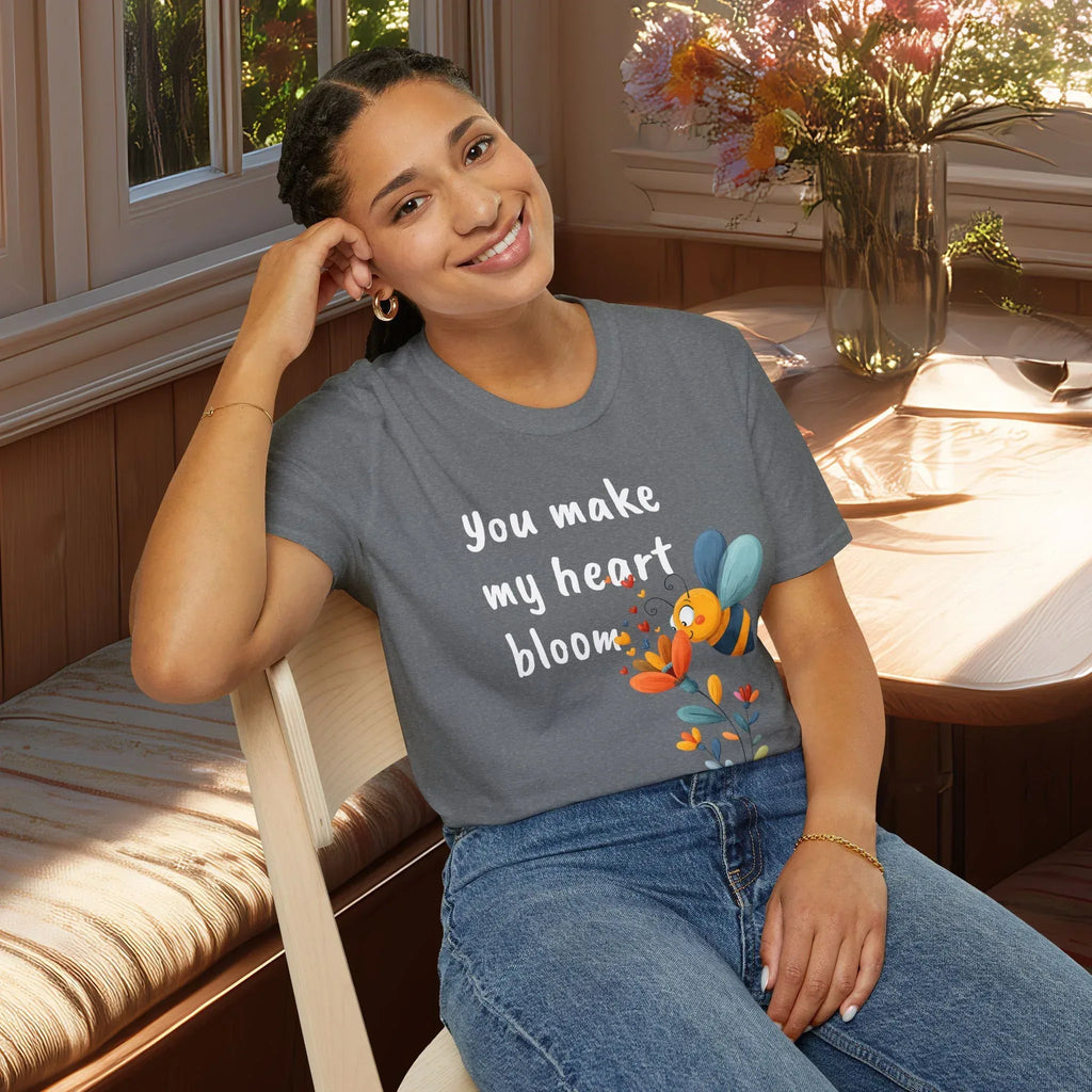 You Make My Heart Bloom Shirt – Cute Bee & Flower Tee