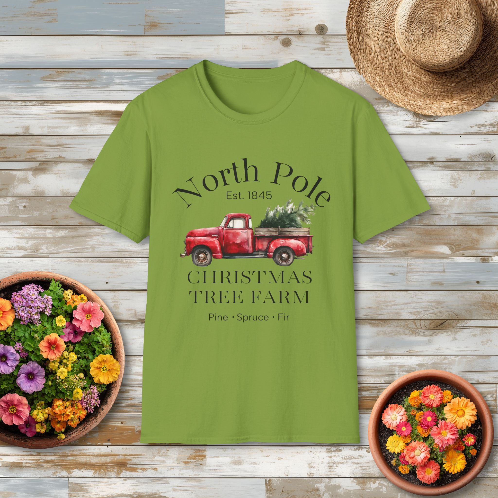 North Pole Christmas Tree Farm Tee with Vintage Farm Style