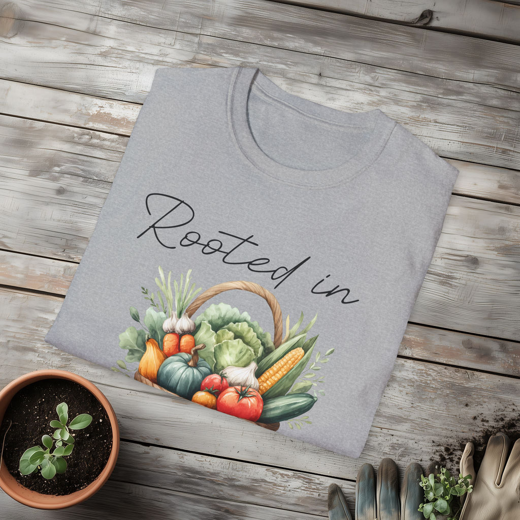 Rooted in Goodness T-Shirt for Gardeners, Nature Lovers, Yoga Enthusiasts