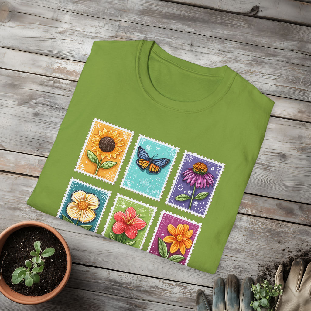 Whimsical 3x3 Floral & Butterfly Stamp Collection T-Shirt