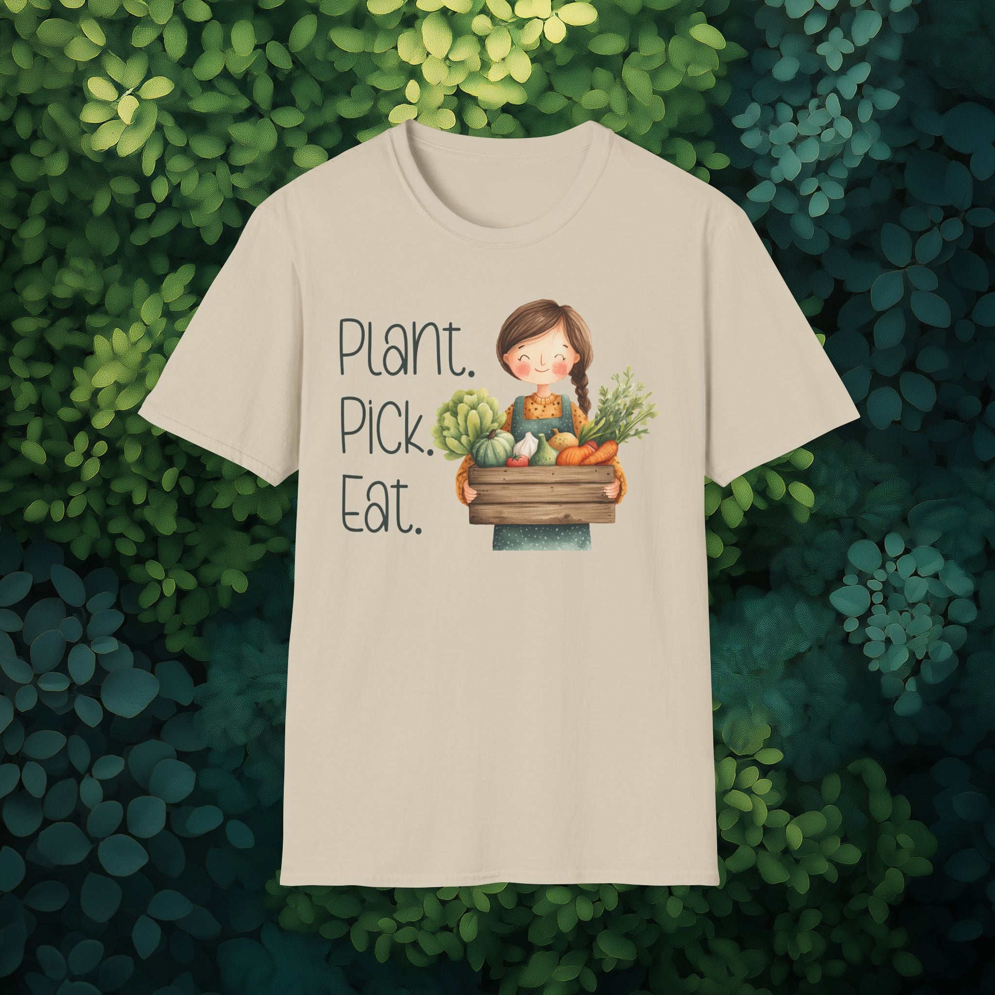 Plant Pick Eat, Cartoon Gardener T-Shirt