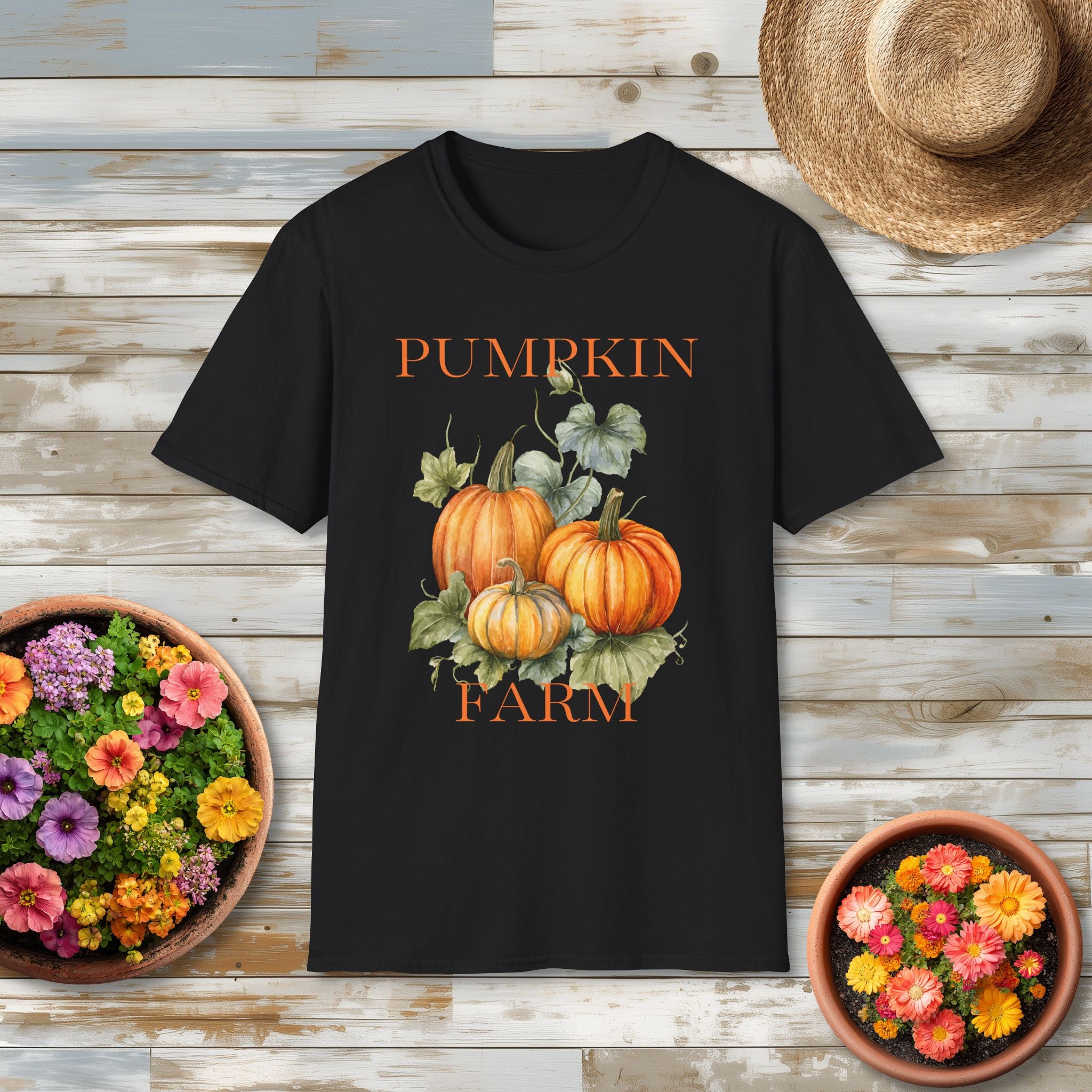 Autumn Pumpkin Farm Watercolor Shirt with Vintage Farm Style