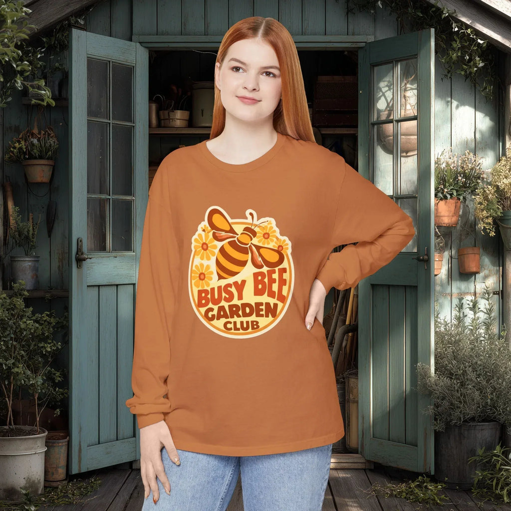 Busy Bee Garden Club Long Sleeve Tee – Retro 60s Bee Shirt