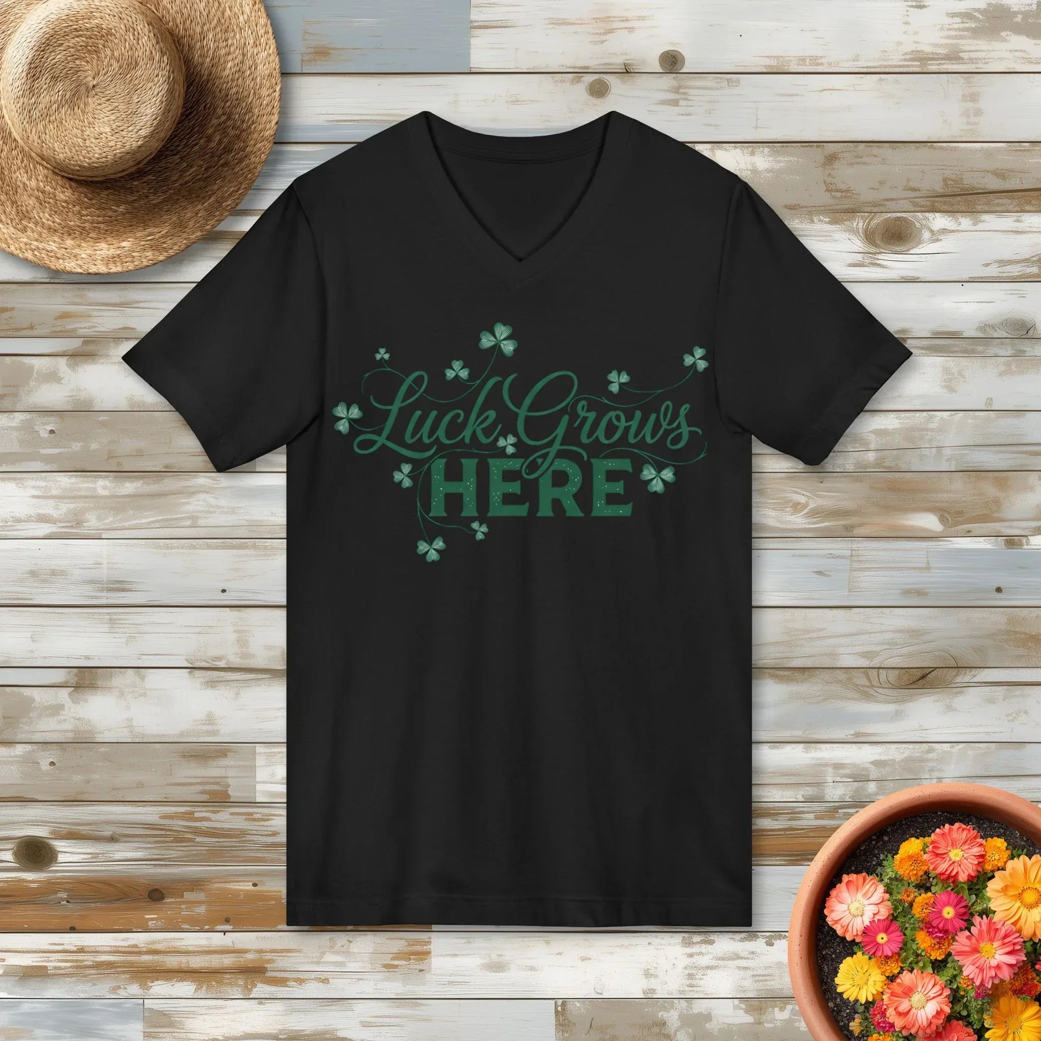 Luck Grows Here V-Neck T-Shirt