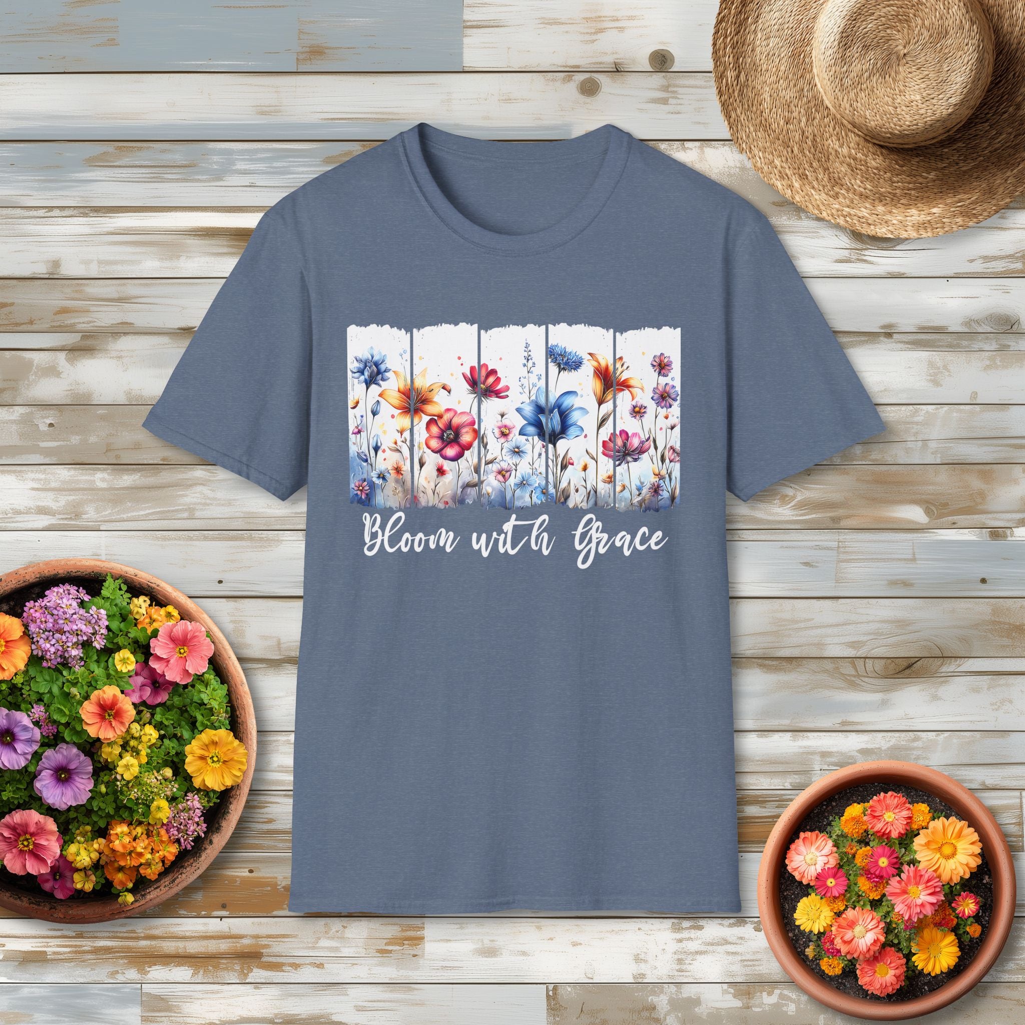 Bloom with Grace  Floral T-shirt for Nature and Flower Lovers