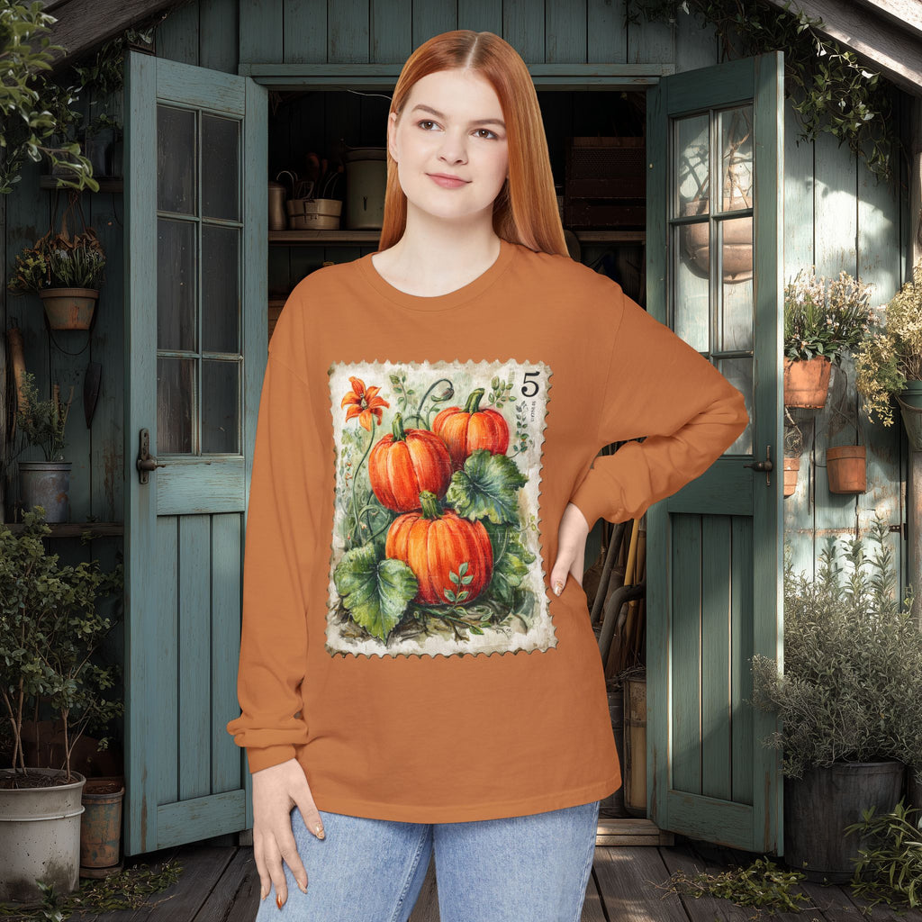 Pumpkin Trio Stamp Long Sleeve Tee