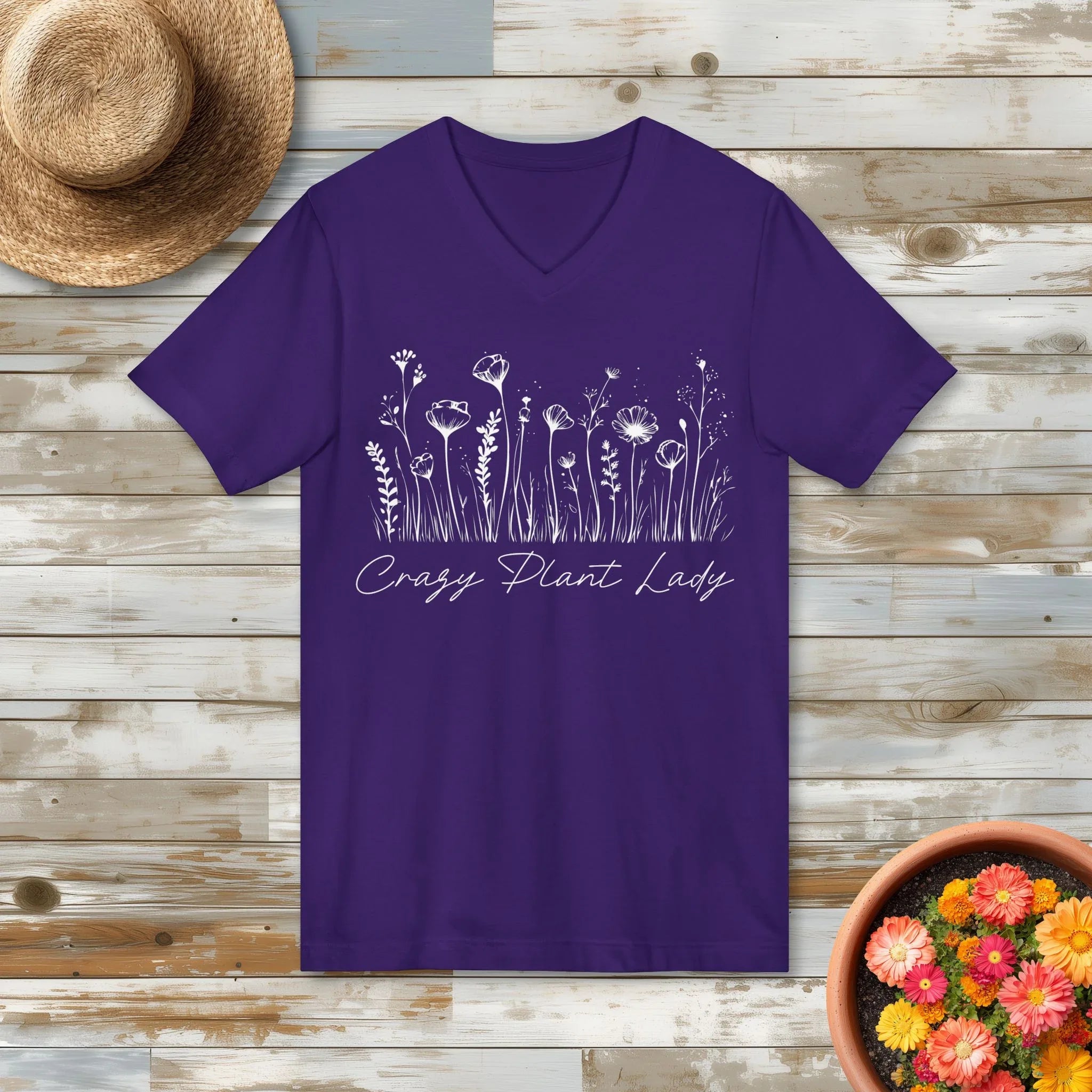 Wildflower Crazy Plant Lady V-Neck T-Shirt