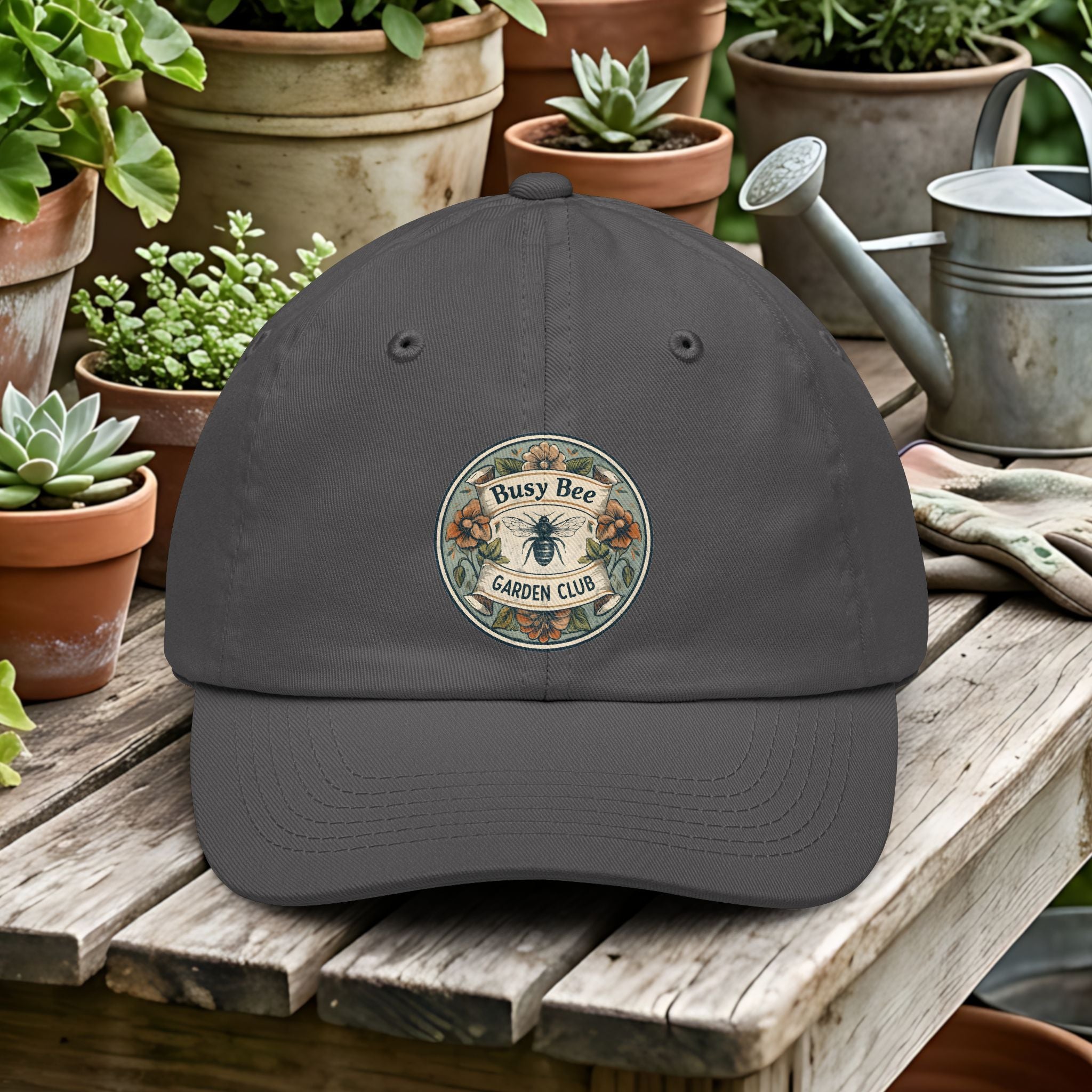 Busy Bee Garden Club Dad Hat – Retro Nature Emblem Cap
