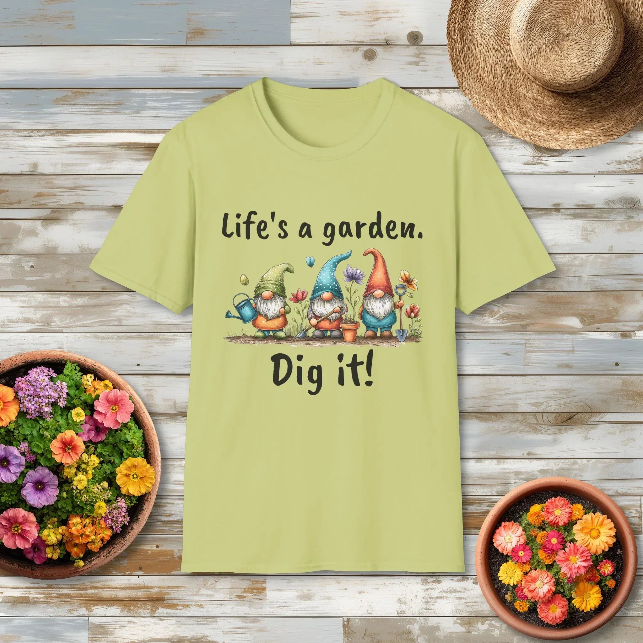 Whimsical Garden Gnome Life’s a Garden T-Shirt